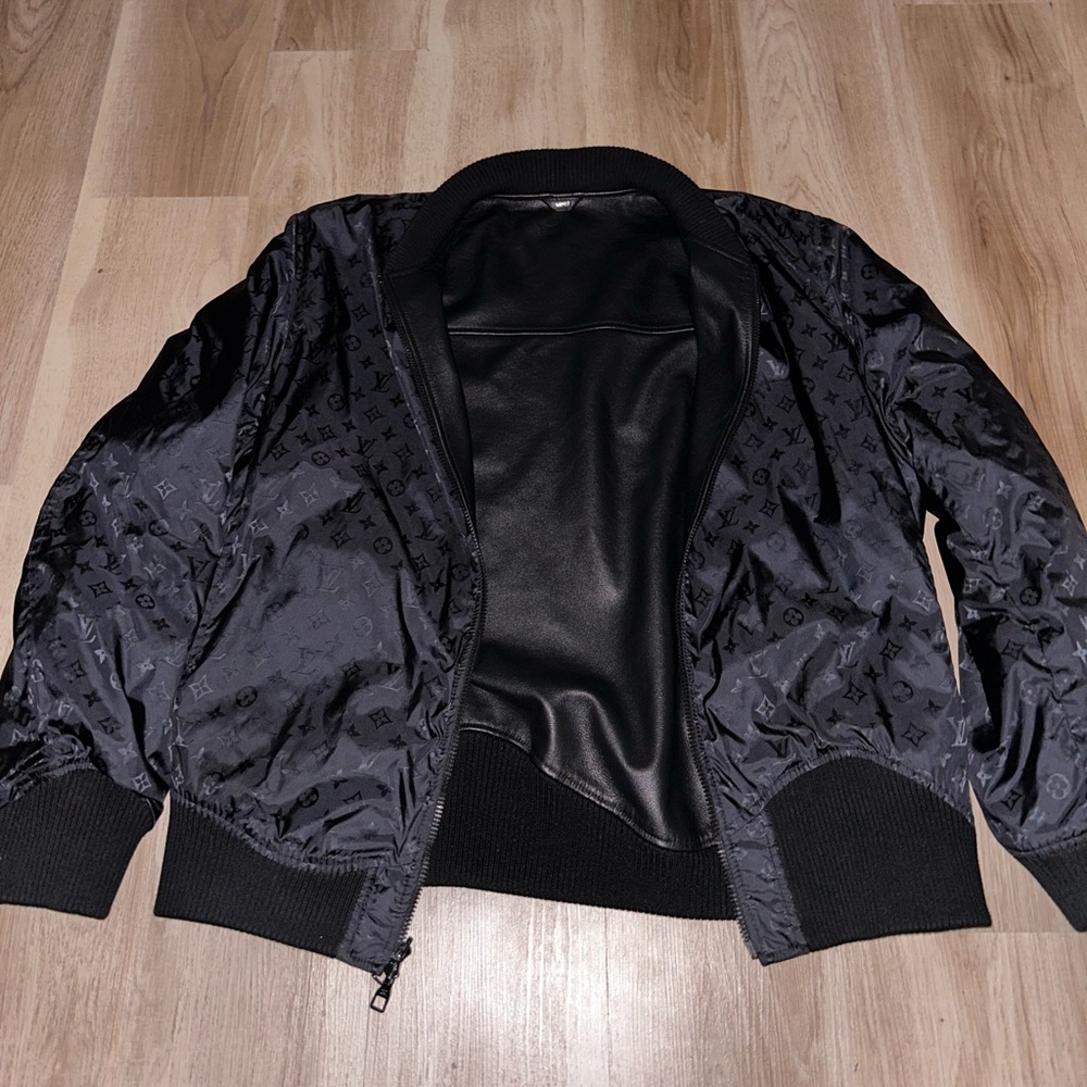 Reversible monogram bomber jacket
